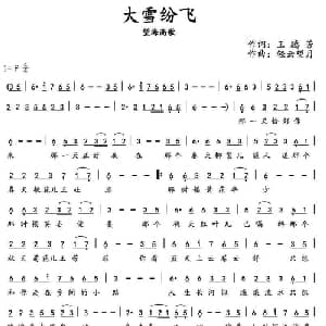 大雪纷飞_通俗唱法乐谱_词曲:王腾芳 轻云望月