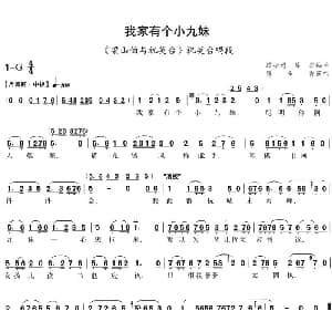 评剧谱 | 我家有个小九妹 梁山伯与祝英台 祝英台唱段 顾振遐 薛岩编曲 傅全香 顾振遐 薛岩编曲