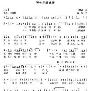 等你春暖花开_通俗唱法乐谱_词曲:毛梦溪 熊黏