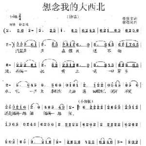 想念我的大西北_民歌简谱_词曲:李庆文 张遇良