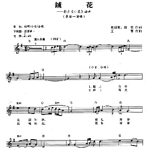 电子琴谱 | 绒花 电子琴弹唱谱 刘国富 田侬 王酩