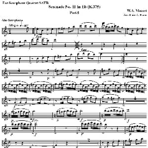 萨克斯谱 | SERENADE No.11 in Eb K.375 Part 5 四重奏 中音萨克斯分谱