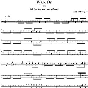 U2 Walk on 爵士鼓谱