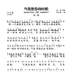 当我想你的时候_歌曲简谱_词曲:汪峰 汪峰
