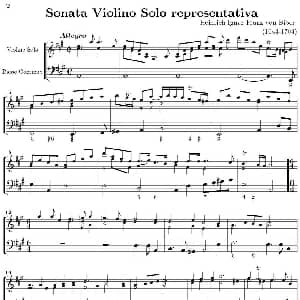 小提琴谱 | Sonata Violino Solo representativa Violino Basso Continuo