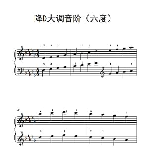 降D大调音阶 钢琴谱