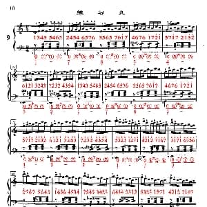 手风琴谱 | 哈农 手风琴手指练习 之九 五线谱 简谱