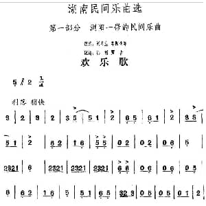 欢乐歌 湖南民间乐曲选 洪滔 贾古记谱