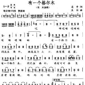 有一个格尔木_民歌简谱_词曲:高平 庄壮