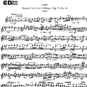 小提琴谱 | Sonata No.6 in A Major Op.5 No.6