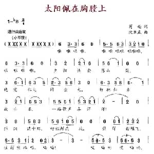 太阳佩在胸膛上_通俗唱法乐谱_词曲:葛逊 沈亚威