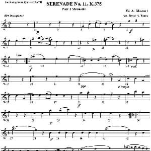 萨克斯谱 | SERENADE No.11 K.375 Part 4 Menuetto 四重奏 中音萨克斯分谱