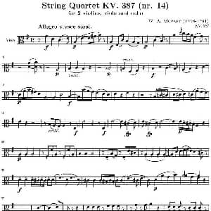 String Quartet KV.387 弦乐四重奏中提琴分谱 莫扎特