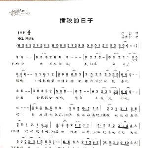 插秧的日子_歌谱投稿_词曲:沙金 王焕升