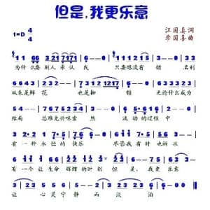 但是,我更乐意_歌谱投稿_词曲:汪国真 李国喜