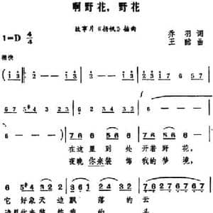 啊野花,野花_民歌简谱_词曲:乔羽 王酩