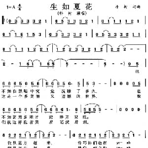 生如夏花_通俗唱法乐谱_词曲:朴树 朴树