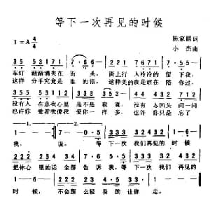 等下一次再见的时候_通俗唱法乐谱_词曲:陈家丽 小杰