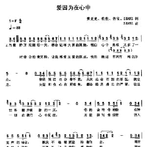 爱 因为在心中_通俗唱法乐谱_词曲:紫焱龙 狗狗 修宝 Shane Shane