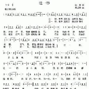 这一秒 _通俗唱法乐谱_词曲:钱丹 年占华