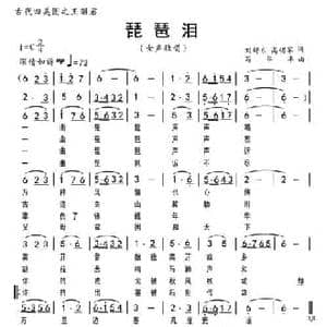 琵琶泪_民歌简谱_词曲:刘舒东 高明军 苟华丰