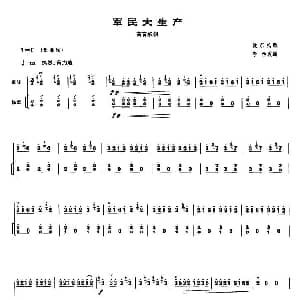 军民大生产 高音板胡 扬琴伴奏谱