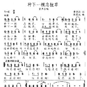 种下一棵忘忧草_通俗唱法乐谱_词曲:黄锦萍 林东波