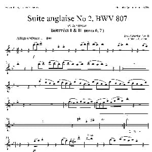 萨克斯谱 | Suite anglaise No 2,BWV 807 法国组曲之二 布列舞曲 中音萨克斯分谱 巴赫