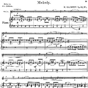 小提琴谱 | 25首小提琴曲合集 Melody. M. KLASSERT. Op.32 No.1 小提琴 钢琴伴奏 BENONI LAGYE