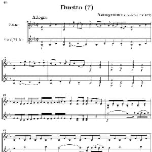 小提琴谱 | Duetto 7 二重奏 阿诺尼莫斯