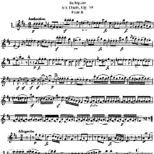 长笛曲谱 | 博比格6首长笛二重奏练习曲Op.59 Flute 2 Berbiguier 博比格