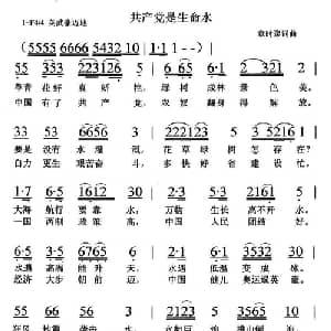 共产党是生命水_通俗唱法乐谱_词曲:章时聚 章时聚