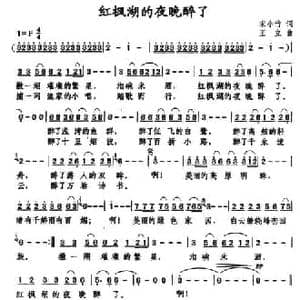 红枫湖的夜晚醉了_民歌简谱_词曲:宋小竹 王立