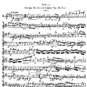 小提琴谱 | Sonata No.6 in A Major Op.30 No.1 第六号小提琴奏鸣曲A大调op.