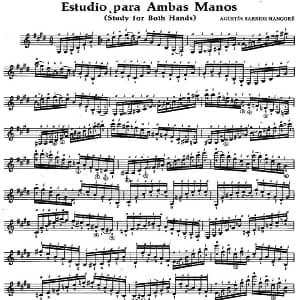 Estudio para Ambas Manos 吉他谱 奥古斯汀 巴里奥斯 曼戈雷 Agustin Barrios Mangore