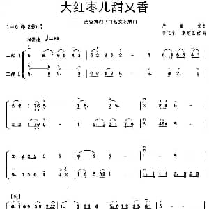 二胡谱 | 大红枣儿甜又香 二胡二重奏 张龙飞 张建国改编