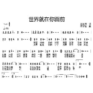 世界就在你面前_通俗唱法乐谱_词曲:白传英 老空弦