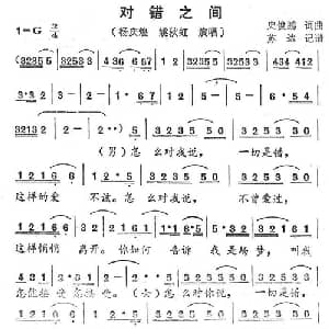 对错之间_通俗唱法乐谱_词曲:史俊鹏 史俊鹏