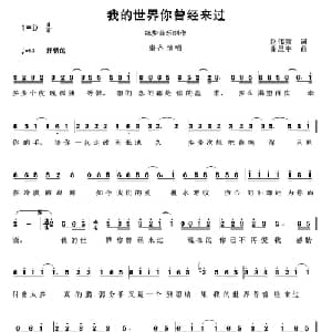 我的世界你曾经来过_通俗唱法乐谱_词曲:赵伟宾 谢新宇