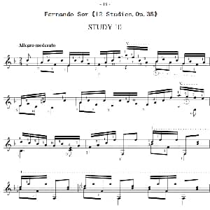 Fernando Sor 12 Studies,Op.35 吉他谱