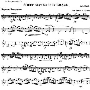 萨克斯谱 | SHEEP MAY SAFELY GRAZE 四重奏 高音萨克斯分谱