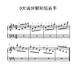 第二级 3.D大调分解和弦右手 钢琴谱