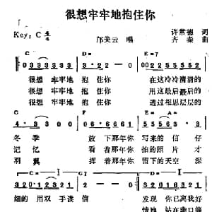 很想牢牢地抱住你_通俗唱法乐谱_词曲:许常德 齐秦