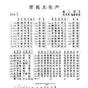军民大生产_歌曲简谱_词曲:陇东民歌 张寒晖编曲填词