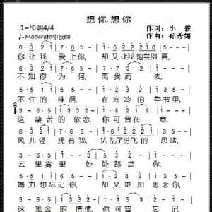 想你想你_歌谱投稿_词曲:小,俊 孙秀媚
