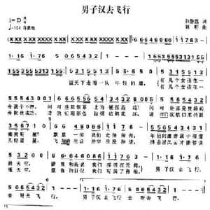 男子汉去飞行_民歌简谱_词曲:韩静霆 姚明