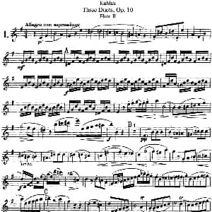 长笛曲谱 | 库劳长笛二重奏练习曲Op.10 Flute 2 No.1 Kuhlau 库劳