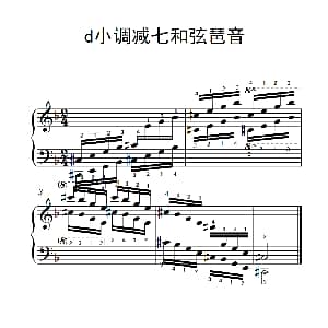 第六级 14.d小调减七和弦琶音 钢琴谱