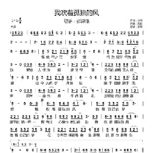我吹着孤独的风_通俗唱法乐谱_词曲:小啊 刘佳