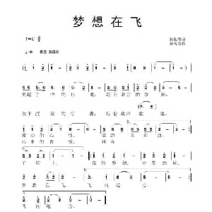 梦想在飞_通俗唱法乐谱_词曲:陈秋萍 黄永杰
